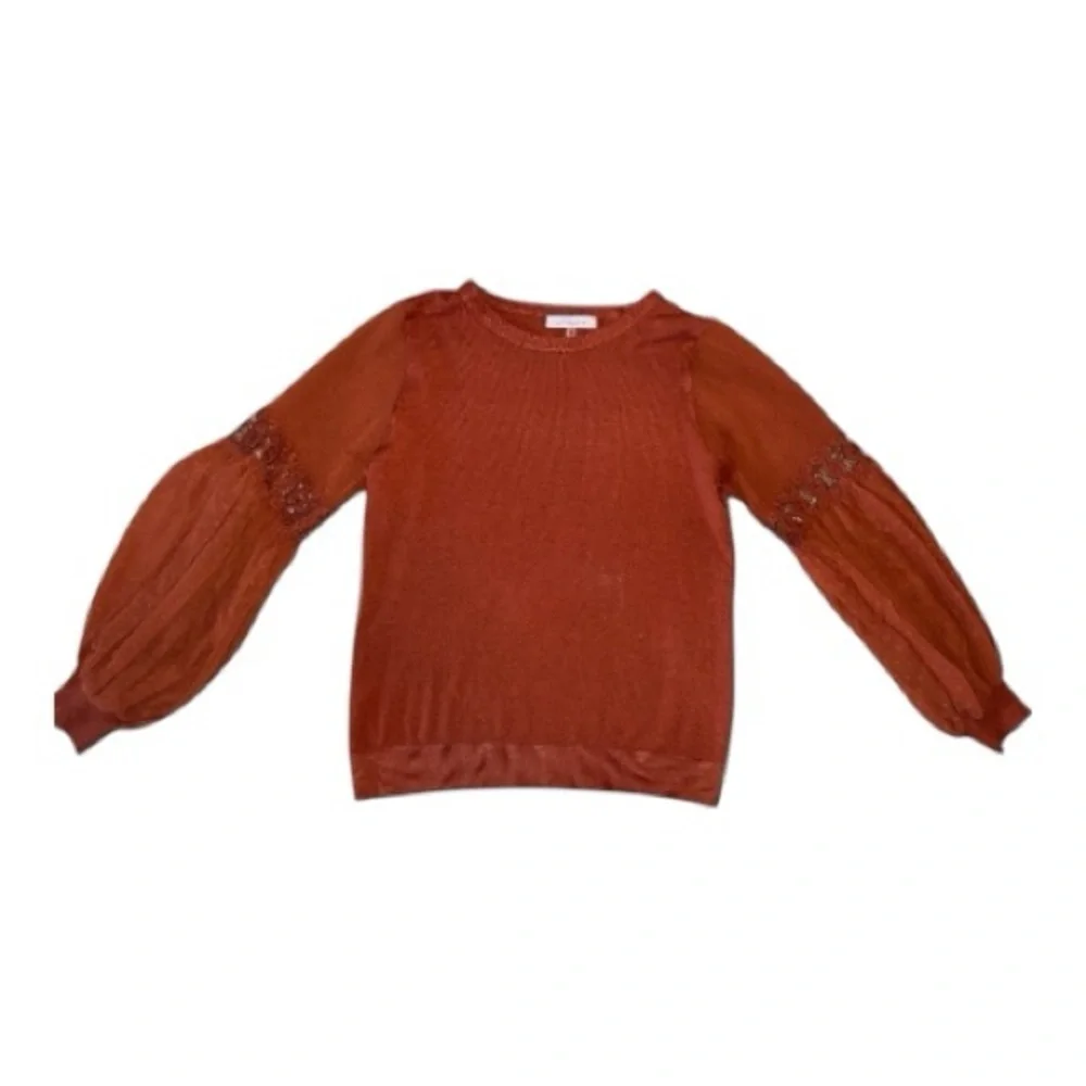 Sioni Milano size medium, Terracotta soft sweater, ornate sleeves
